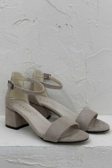 ONE COLOR SEMI HEEL WOMEN SANDALS BEIGE/BEZHE - 4