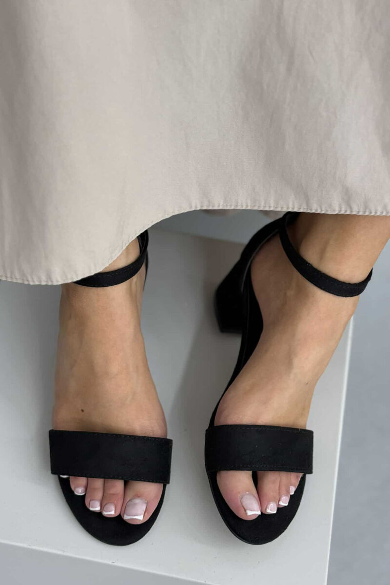 ONE COLOR SEMI HEEL WOMEN SANDALS BLACK/ E ZEZE - 4