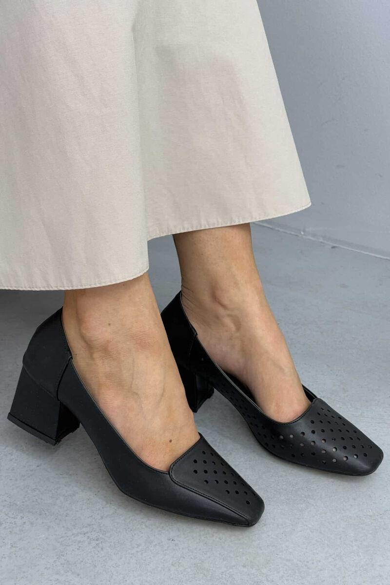 ONE COLOR SEMI HEEL WOMEN SHOES BLACK/ E ZEZE - 1