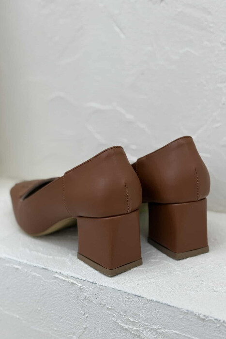 ONE COLOR SEMI HEEL WOMEN SHOES BROWN/KAFE - 2