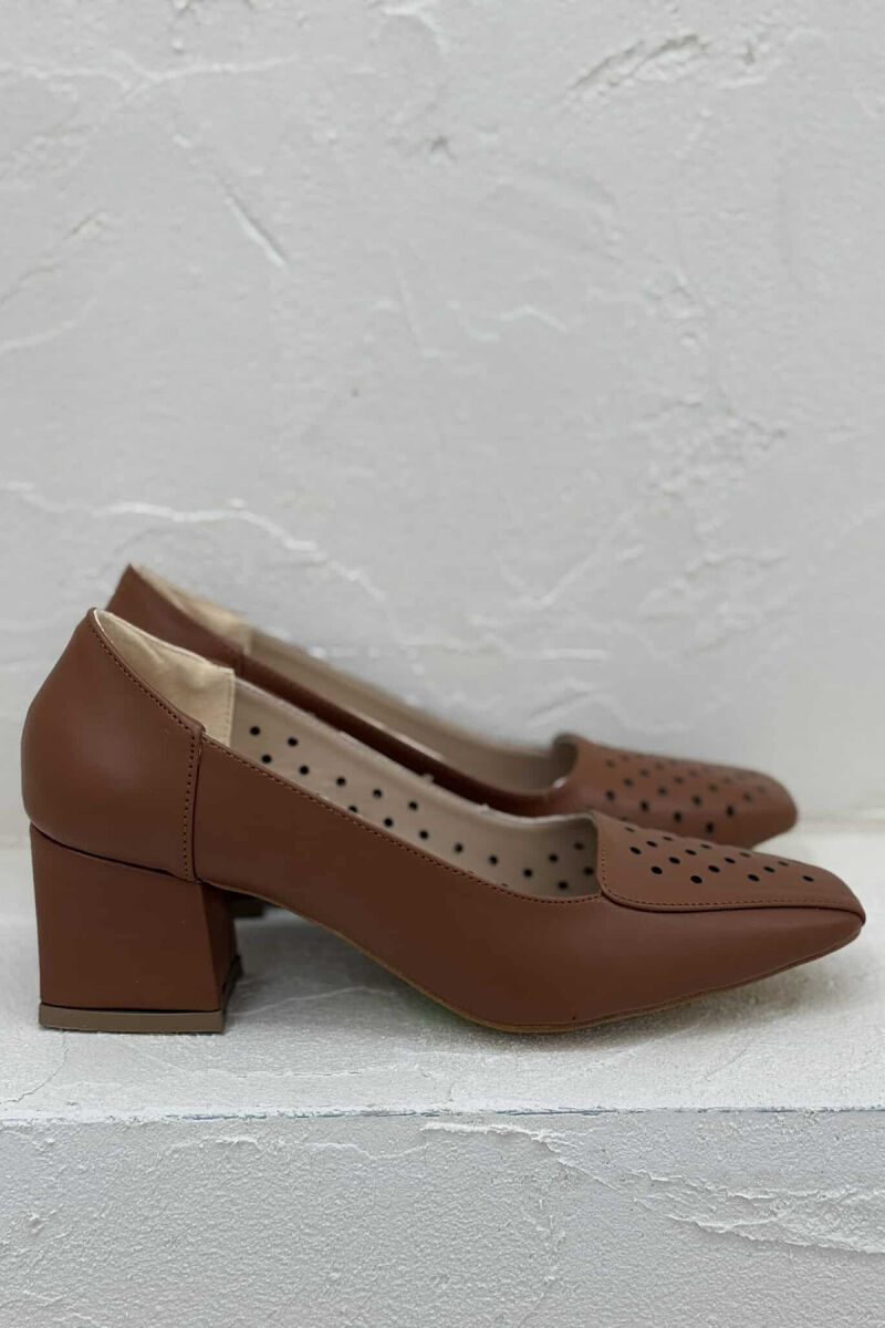 ONE COLOR SEMI HEEL WOMEN SHOES BROWN/KAFE - 3