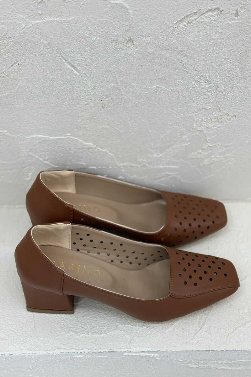 ONE COLOR SEMI HEEL WOMEN SHOES BROWN/KAFE - 5