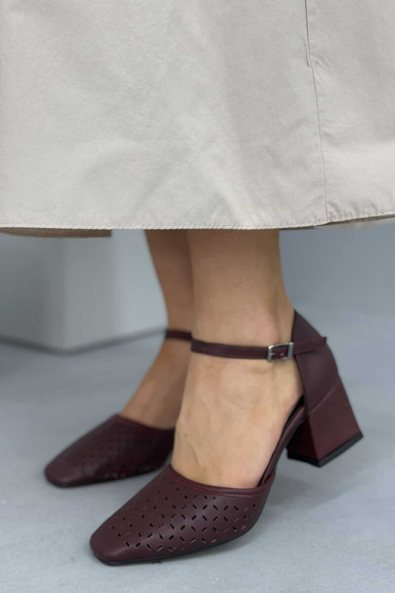 ONE COLOR SEMI HEEL WOMEN SHOES BURGUNDY/VISHNJE - 1