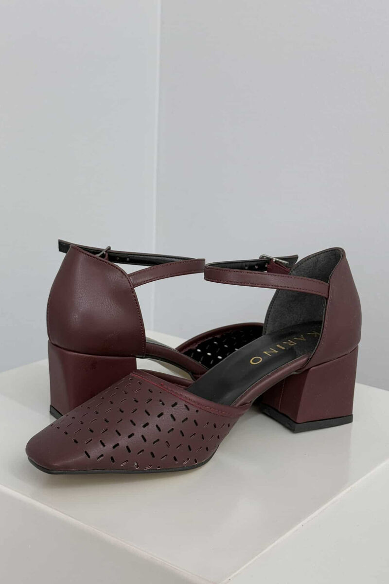 ONE COLOR SEMI HEEL WOMEN SHOES BURGUNDY/VISHNJE - 2