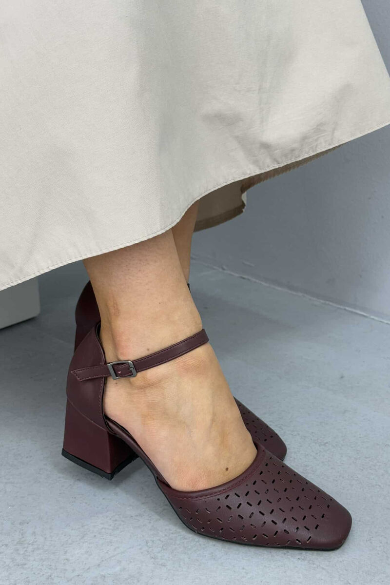 ONE COLOR SEMI HEEL WOMEN SHOES BURGUNDY/VISHNJE - 3