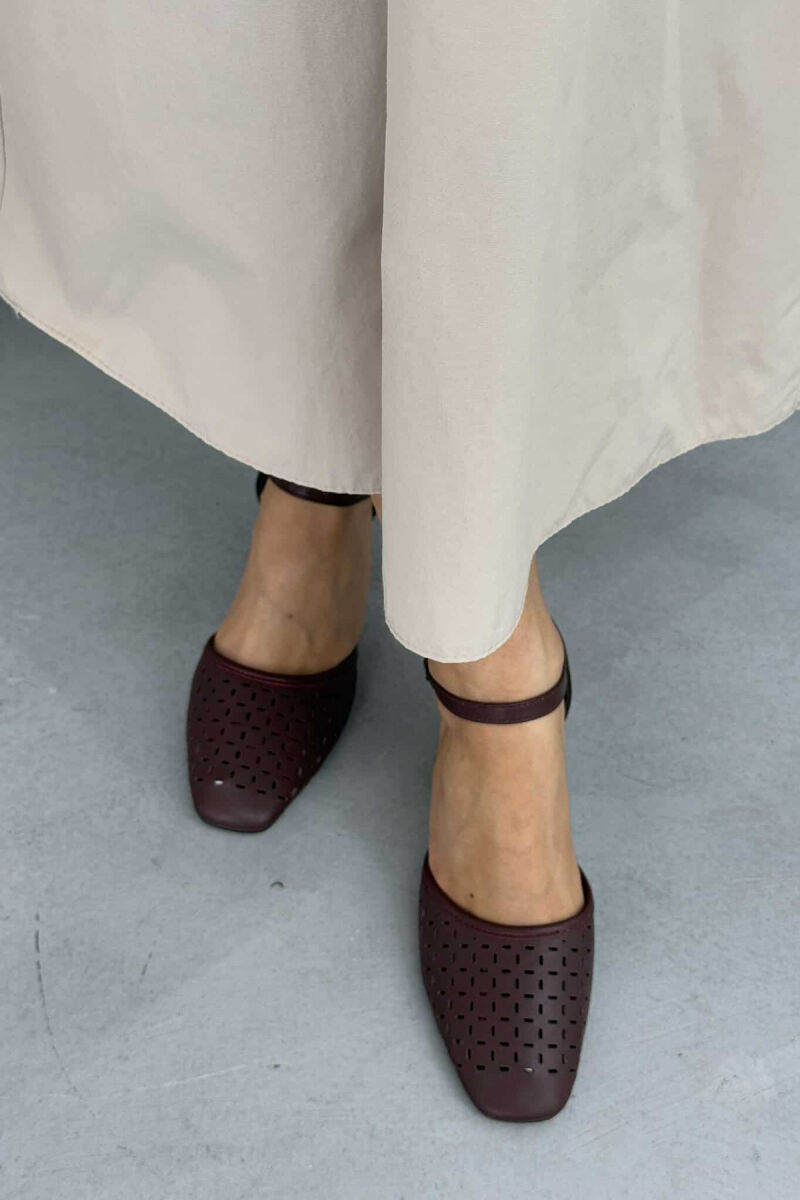 ONE COLOR SEMI HEEL WOMEN SHOES BURGUNDY/VISHNJE - 4