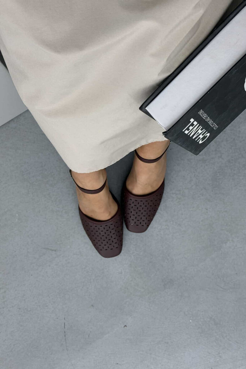 ONE COLOR SEMI HEEL WOMEN SHOES BURGUNDY/VISHNJE - 5