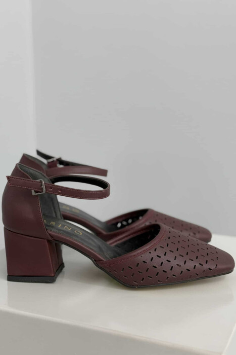 ONE COLOR SEMI HEEL WOMEN SHOES BURGUNDY/VISHNJE - 6