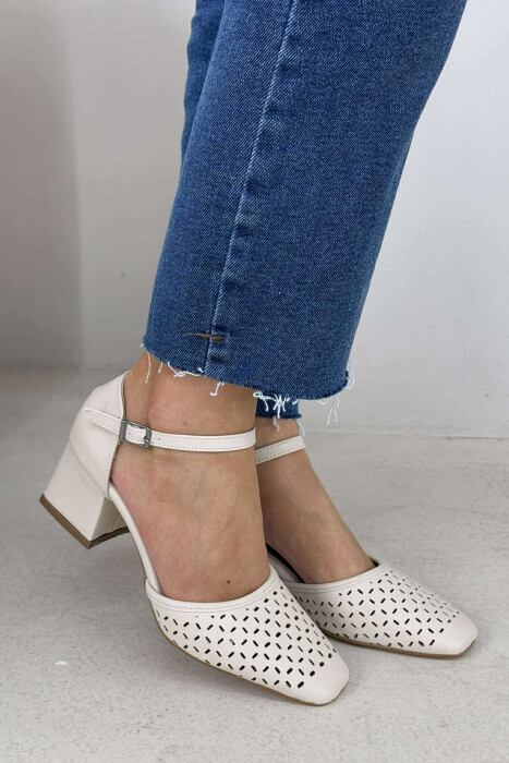 ONE COLOR SEMI HEEL WOMEN SHOES CREAM/KREM 