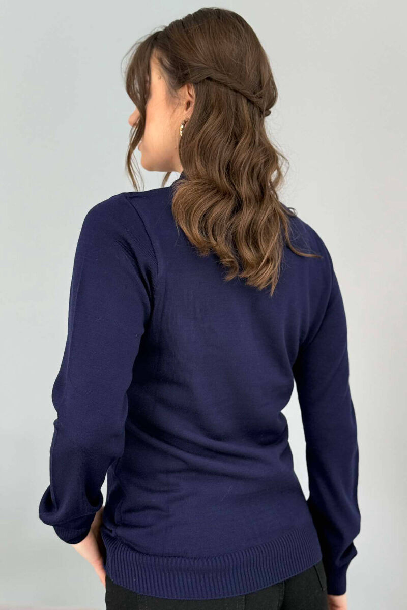 ONE COLOR SEMI NECK WOMEN SWEATER BLUE/BLU - 2