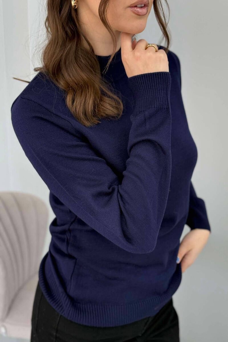 ONE COLOR SEMI NECK WOMEN SWEATER BLUE/BLU - 6