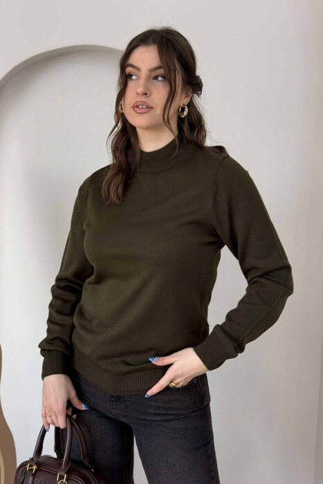 ONE COLOR SEMI NECK WOMEN SWEATER GREEN/JESHILE 