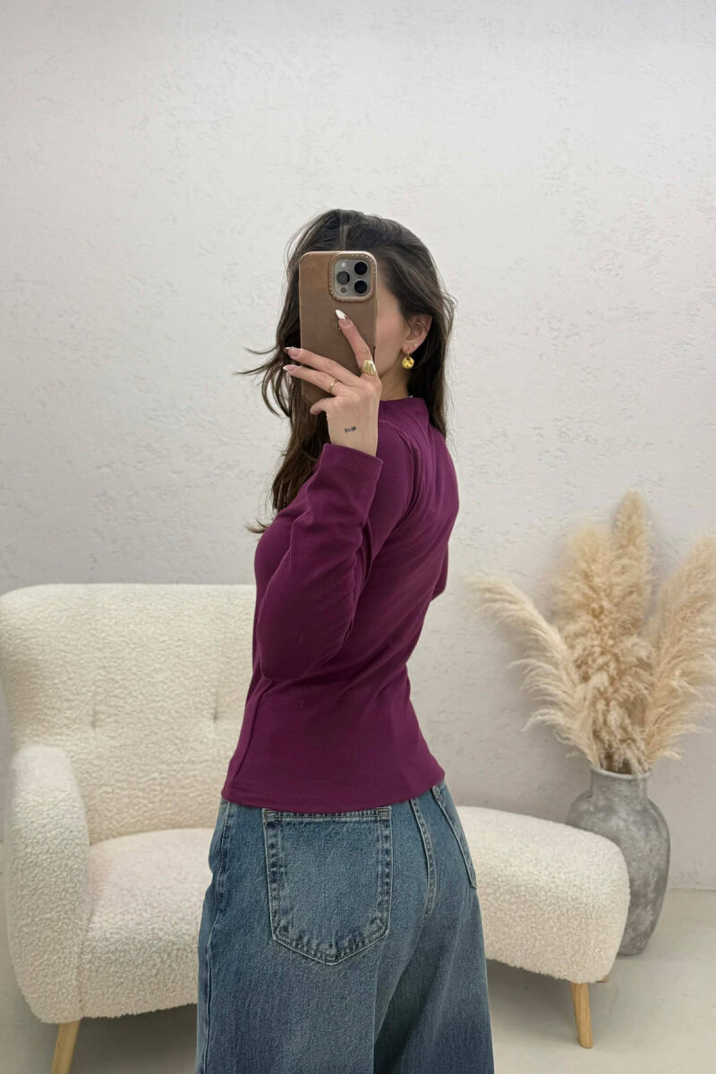 ONE COLOR SEMI NECK WOMAN SWEATSHIRT PURPLE/LEJLA - 2