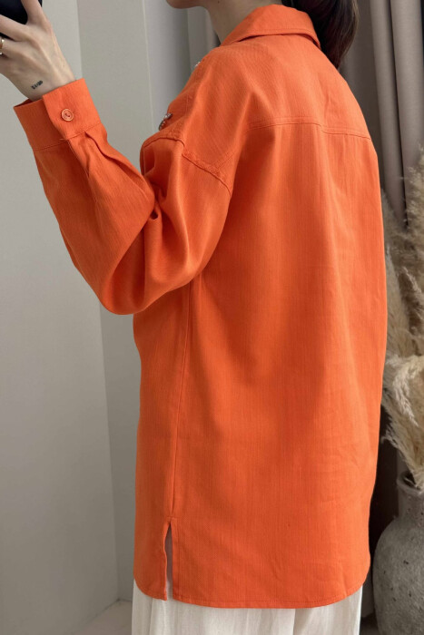 ONE COLOR SHELL DETAILS WOMEN SHIRT ORANGE/PORTOKALLI - 3