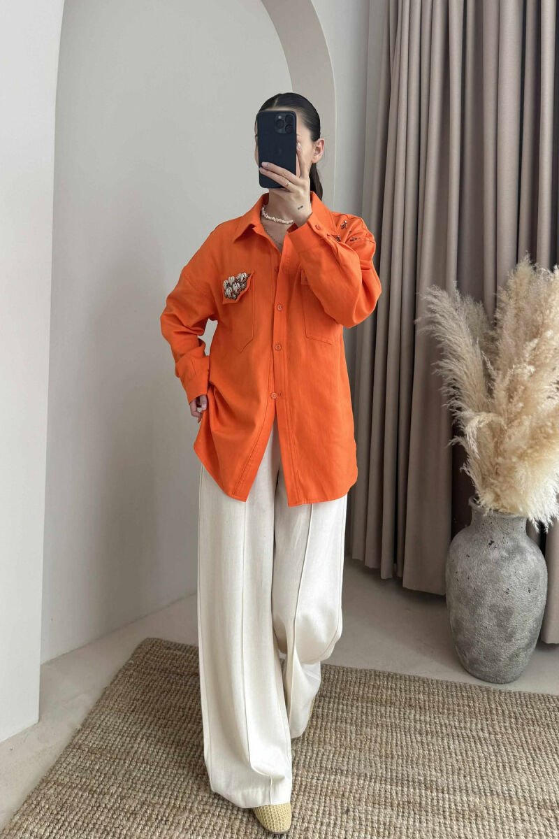 ONE COLOR SHELL DETAILS WOMEN SHIRT ORANGE/PORTOKALLI - 4