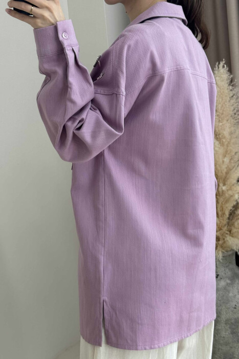 ONE COLOR SHELL DETAILS WOMEN SHIRT PURPLE/LEJLA - 3