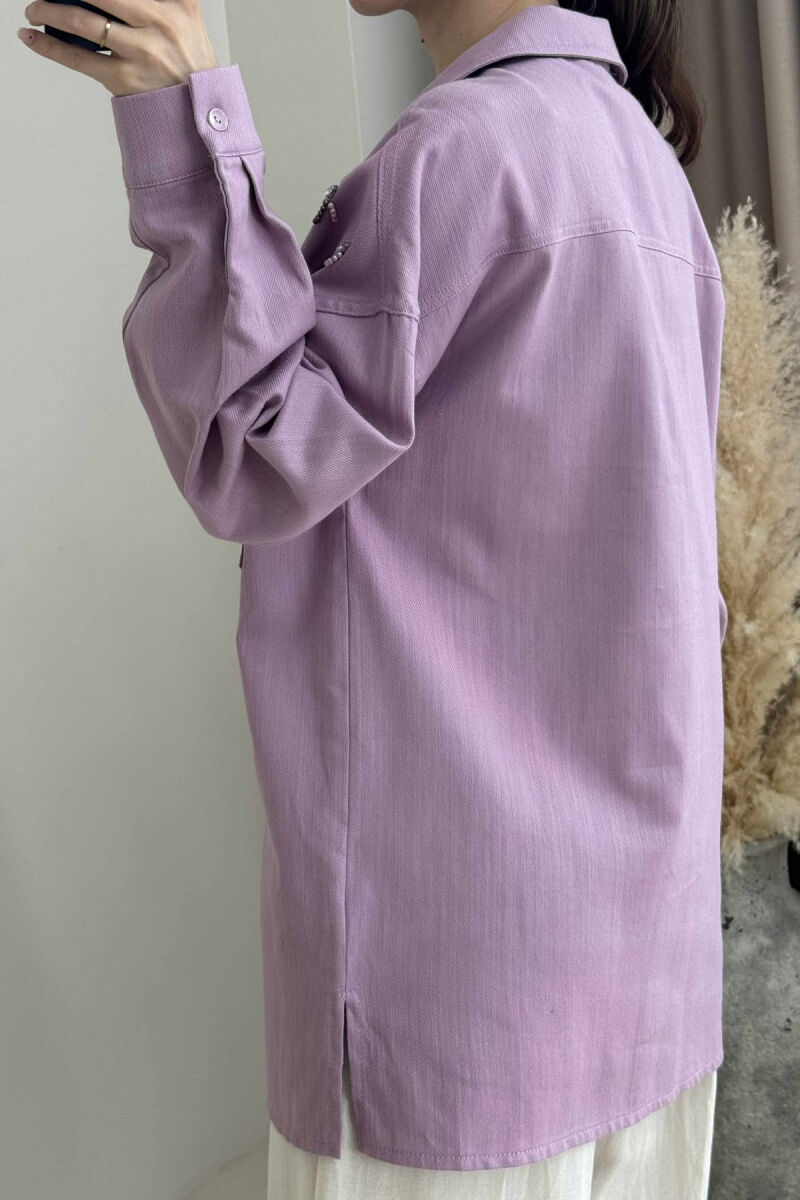ONE COLOR SHELL DETAILS WOMEN SHIRT PURPLE/LEJLA - 3