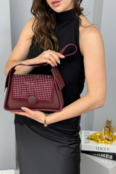 ONE COLOR SHINNY DETAILS WOMEN BAG BURGUNDY/VISHNJE 