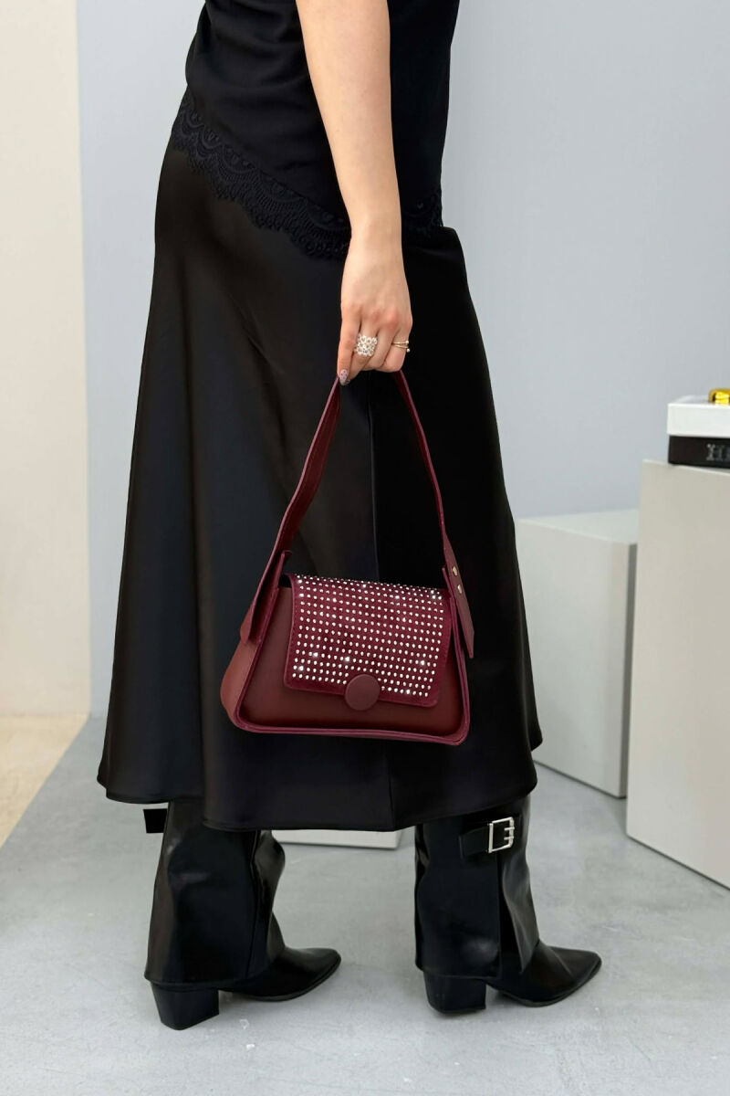 ONE COLOR SHINNY DETAILS WOMEN BAG BURGUNDY/VISHNJE - 3