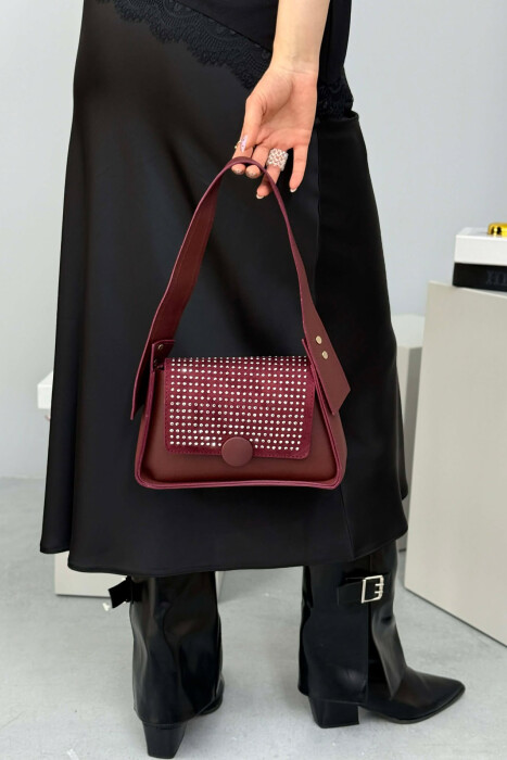 ONE COLOR SHINNY DETAILS WOMEN BAG BURGUNDY/VISHNJE - 5