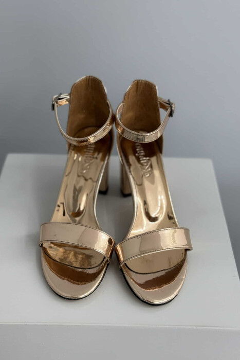 ONE COLOR SHINNY HIGH HEEL WOMEN SANDALS GOLDEN ROD/GOLD - 4