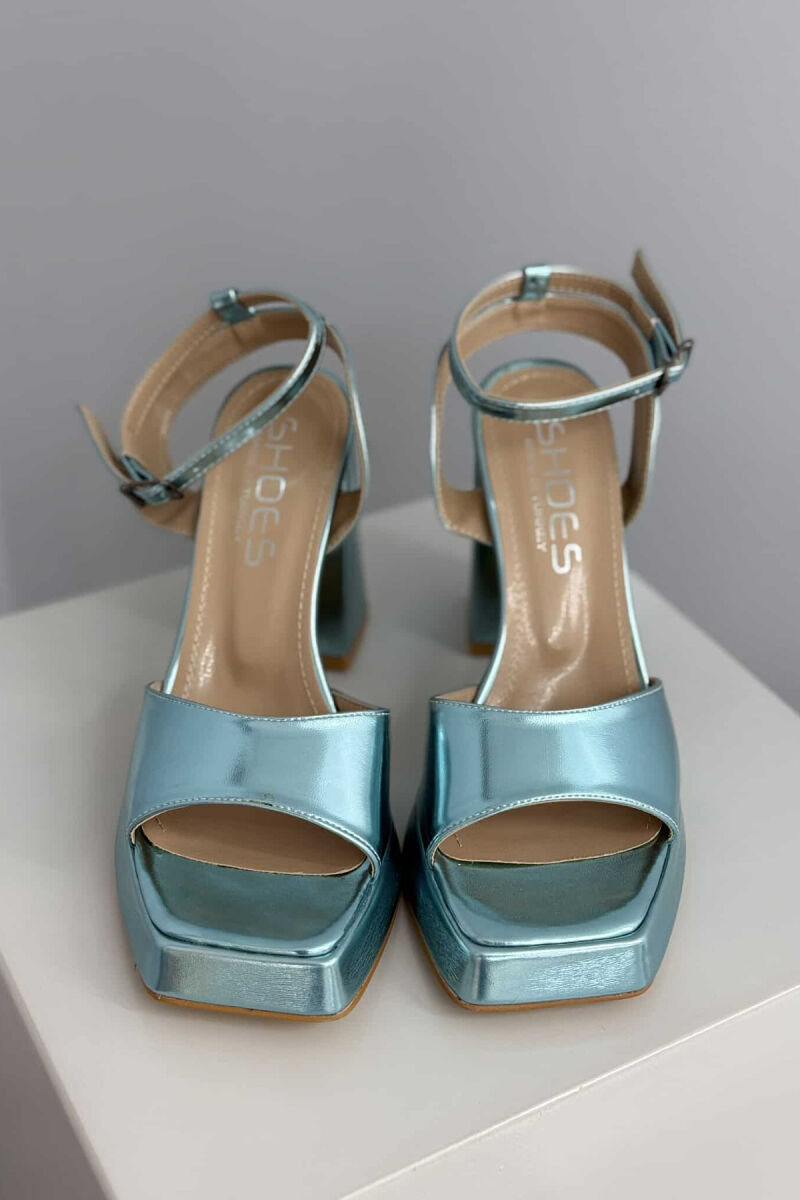 ONE COLOR SHINNY HIGH HEEL WOMEN SANDALS LIGHTBLUE/BZ - 2