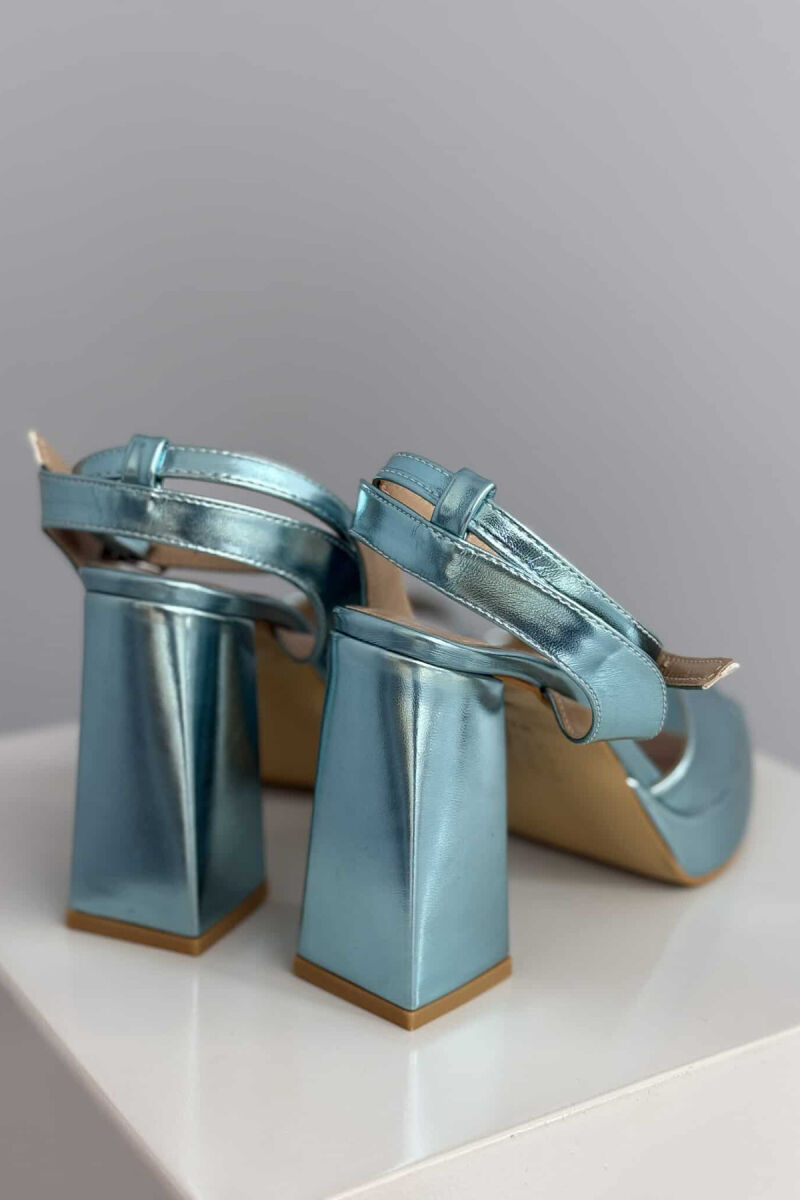 ONE COLOR SHINNY HIGH HEEL WOMEN SANDALS LIGHTBLUE/BZ - 6