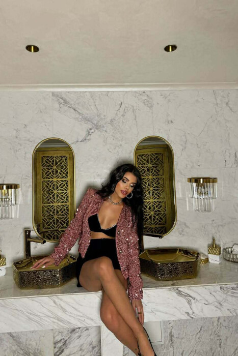 ONE COLOR SHINNY WOMEN JACKET POWDER/PUDER - 3