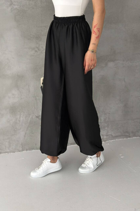 ONE COLOR SHINY BALLON WOMAN TROUSERS BLACK/ E ZEZE - 2