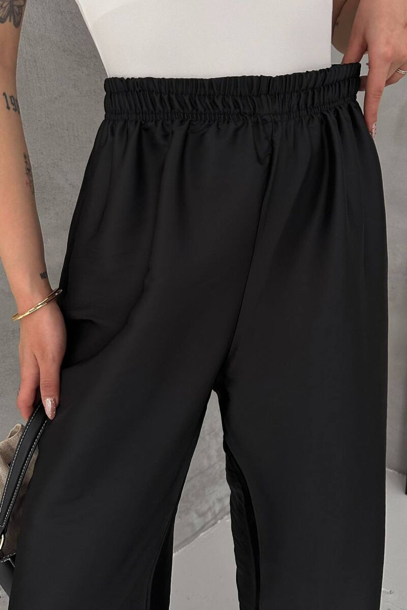 ONE COLOR SHINY BALLON WOMAN TROUSERS BLACK/ E ZEZE - 3