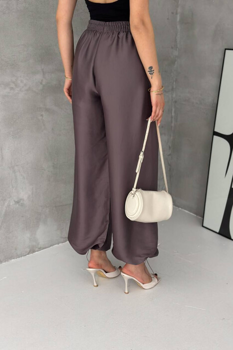 ONE COLOR SHINY BALLON WOMAN TROUSERS LIGHT BROWN/KAZB - 2