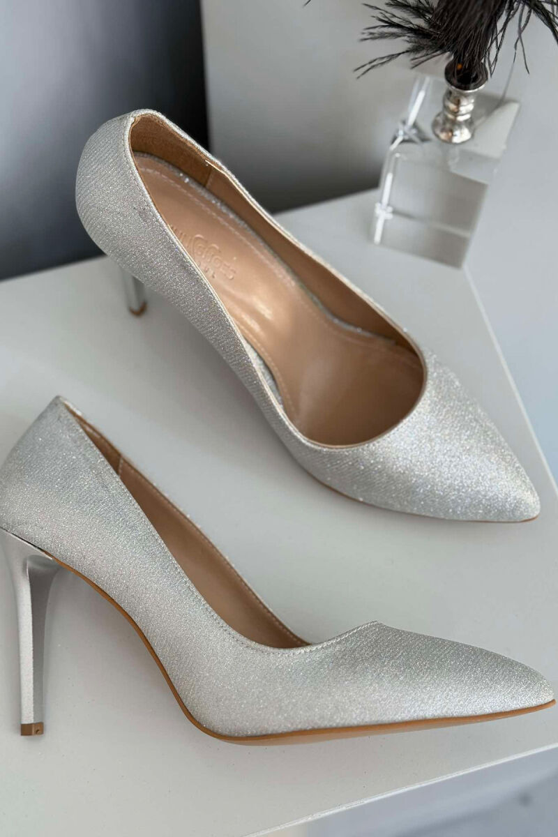 ONE COLOR SHINY WOMEN HEELS GREY/GRI - 2