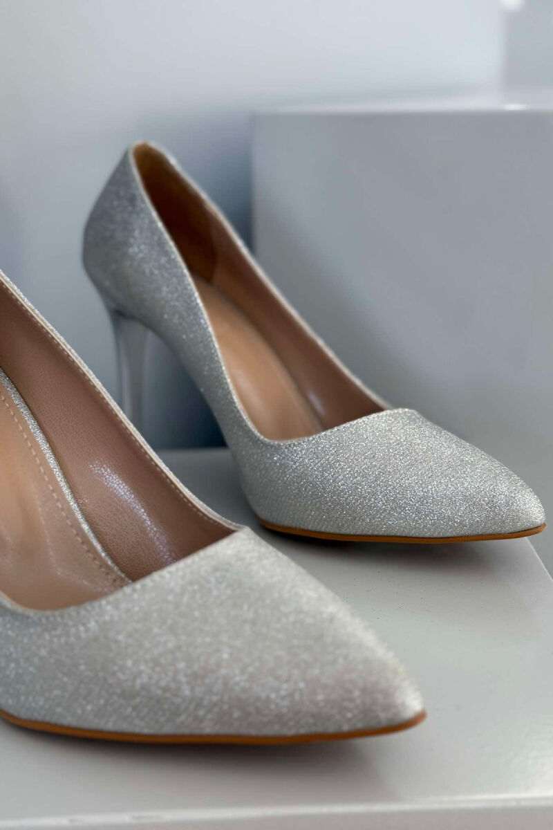 ONE COLOR SHINY WOMEN HEELS GREY/GRI - 4