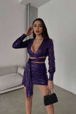 ONE COLOR SHINY WOMEN SET PURPLE/LEJLA 