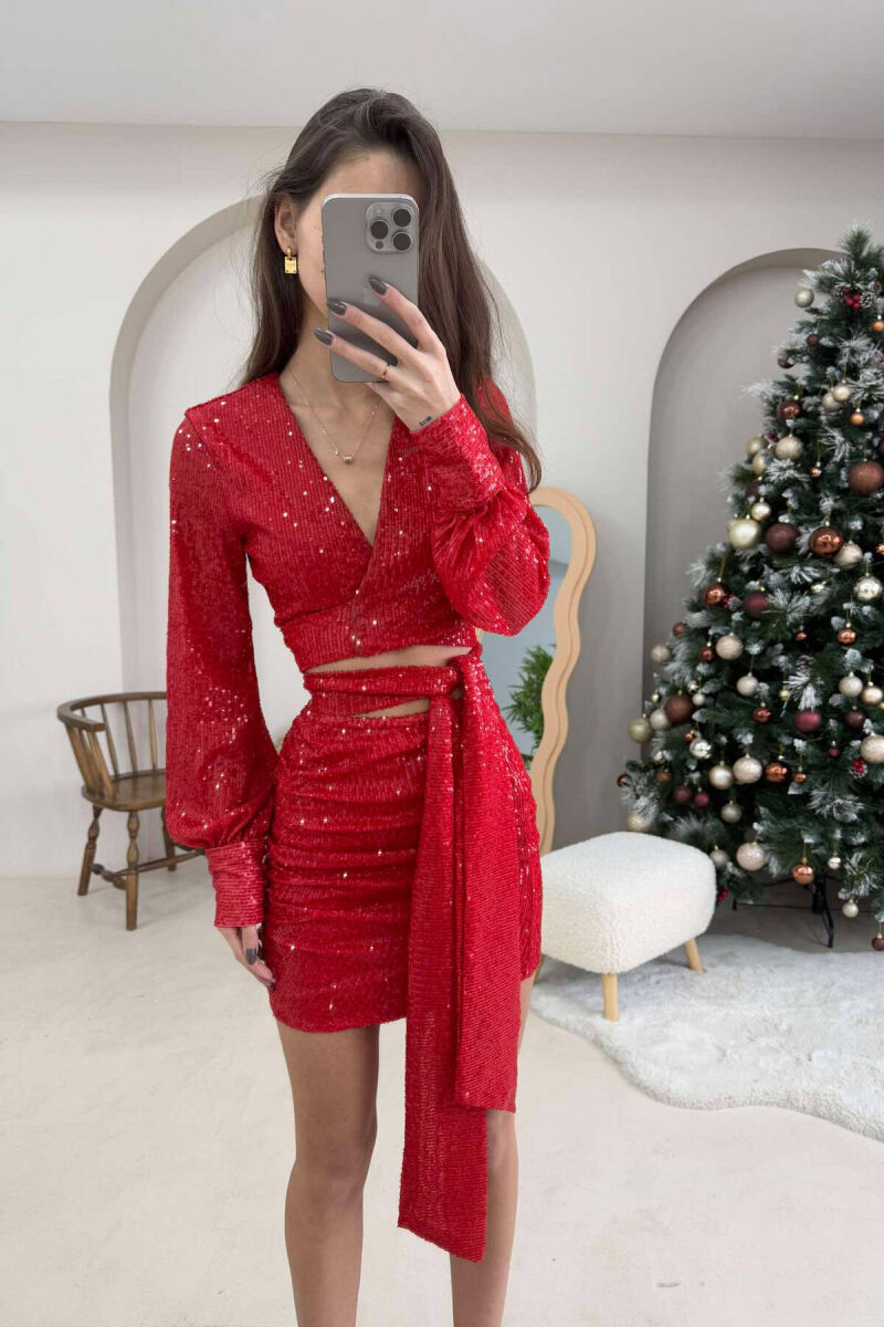 ONE COLOR SHINY WOMEN SET RED/E KUQE - 4