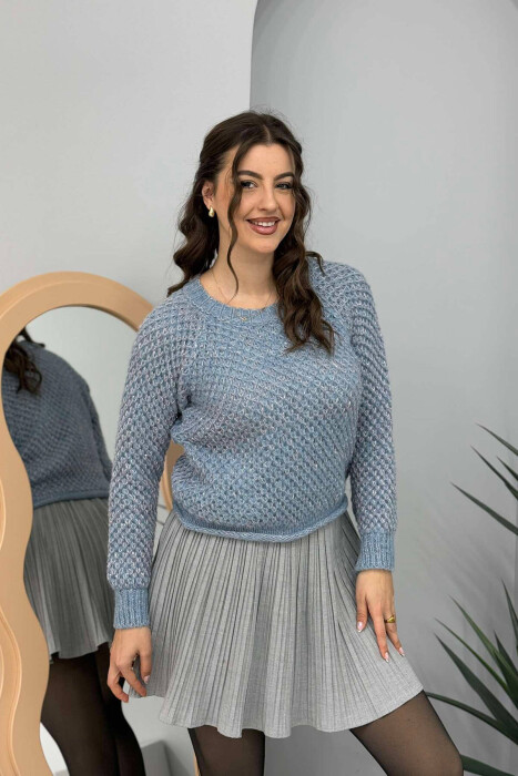 ONE COLOR SHINY WOMEN SWEATER BABY BLUE/BLU BY 