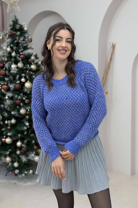 ONE COLOR SHINY WOMEN SWEATER LIGHTBLUE/BZ 