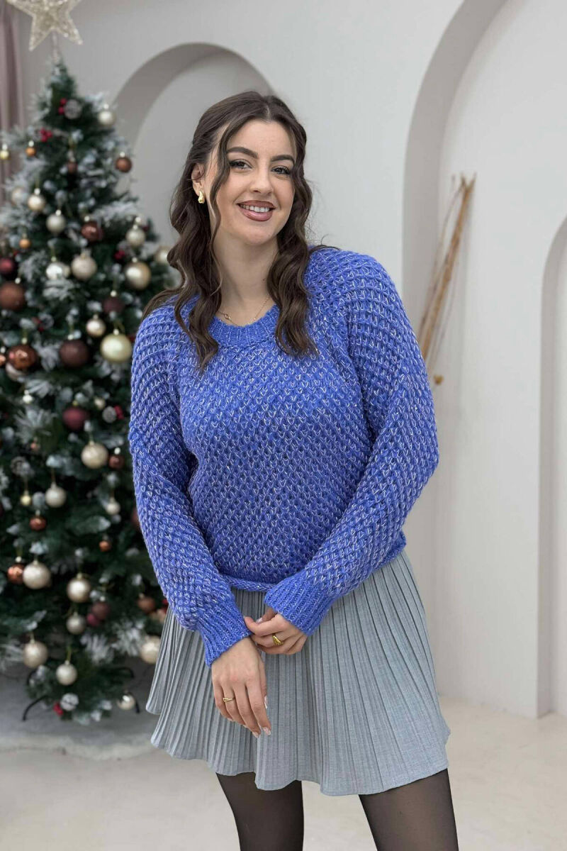 ONE COLOR SHINY WOMEN SWEATER LIGHTBLUE/BZ - 1