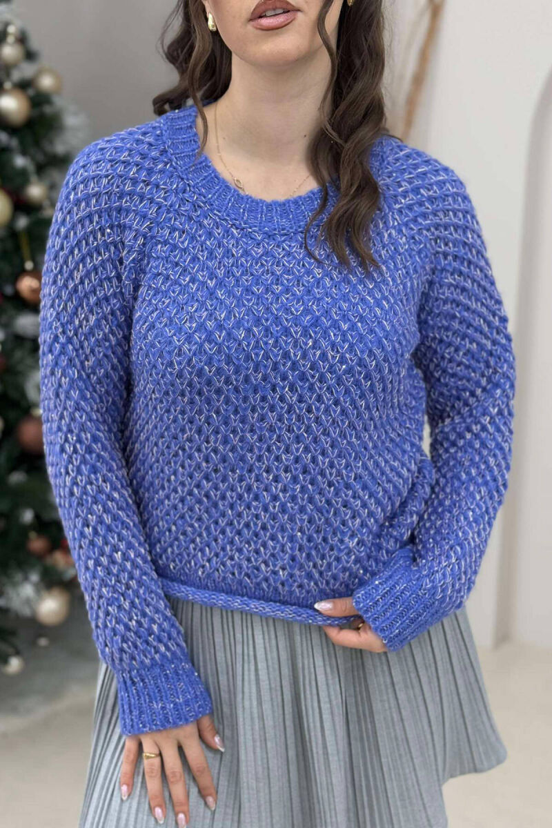 ONE COLOR SHINY WOMEN SWEATER LIGHTBLUE/BZ - 2