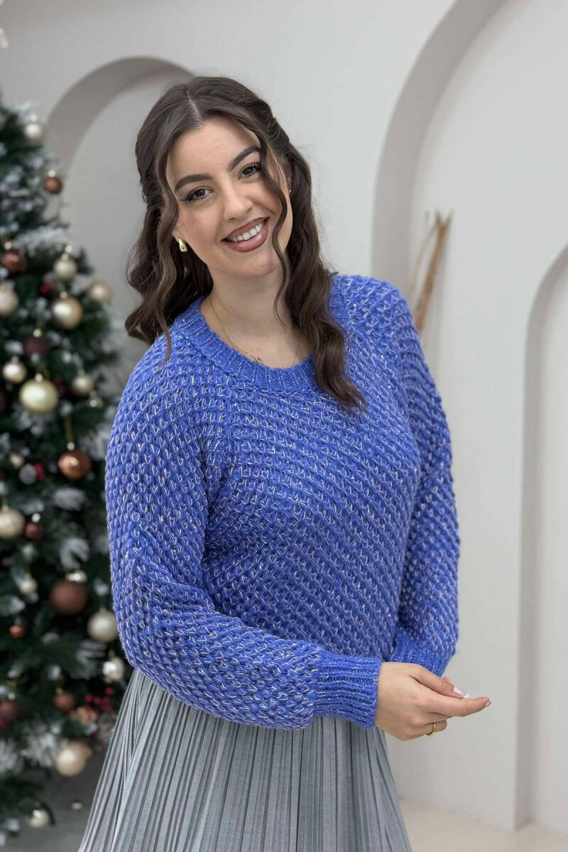 ONE COLOR SHINY WOMEN SWEATER LIGHTBLUE/BZ - 3