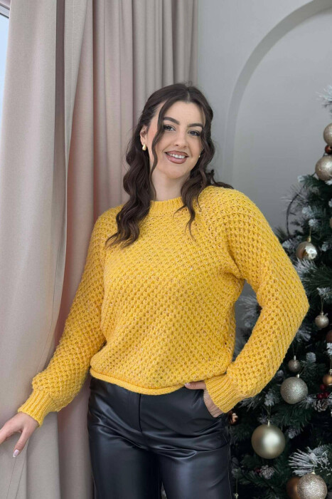 ONE COLOR SHINY WOMEN SWEATER YELLOW/E VERDHE 