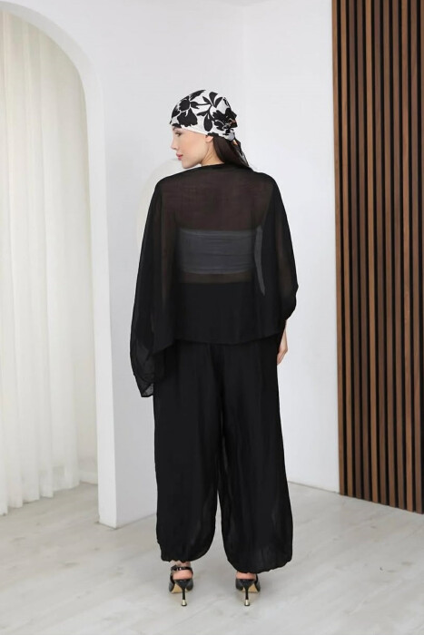 ONE COLOR SHIRT + BALLON TROUSERS WOMAN SET BLACK/ E ZEZE - 5