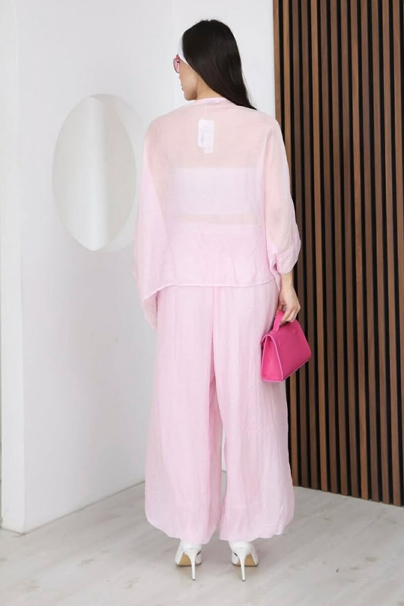 ONE COLOR SHIRT + BALLON TROUSERS WOMAN SET PINK/ROZE - 2