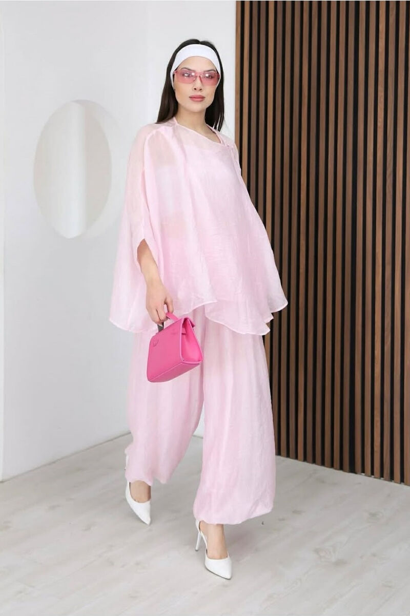 ONE COLOR SHIRT + BALLON TROUSERS WOMAN SET PINK/ROZE - 4