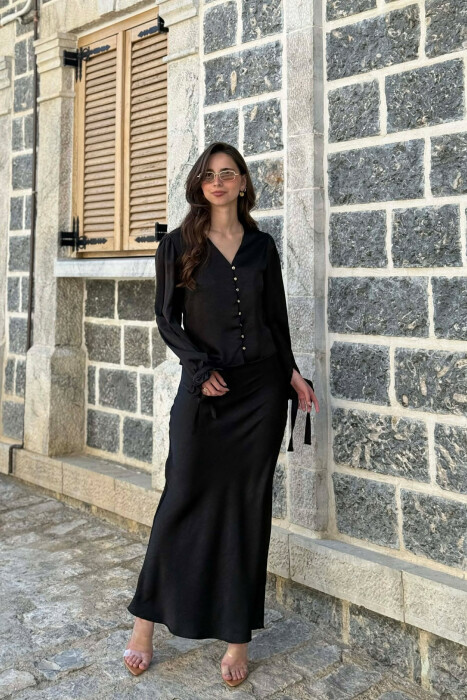 ONE COLOR SHIRT +SKIRT WOMAN SET BLACK/ E ZEZE - 