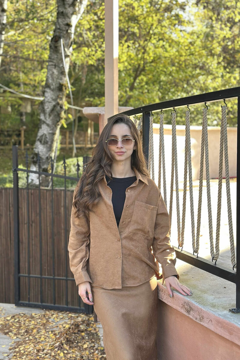 ONE COLOR SHIRT+ SKIRT WOMEN SET BROWN/KAFE - 3