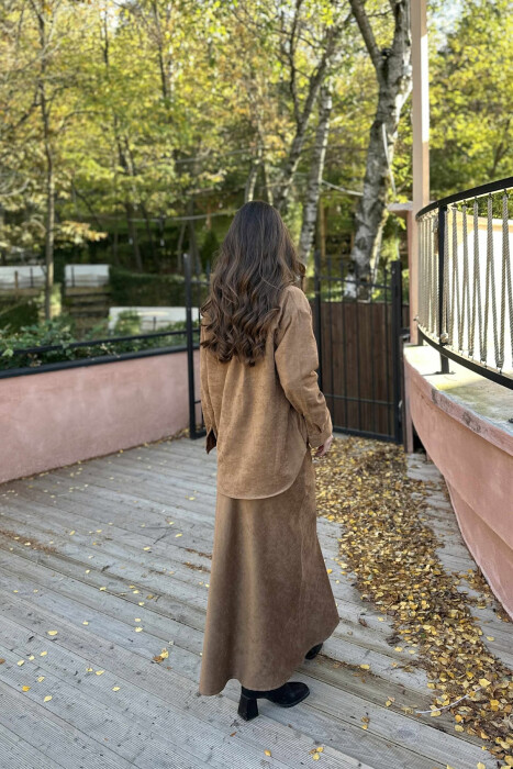 ONE COLOR SHIRT+ SKIRT WOMEN SET BROWN/KAFE - 4