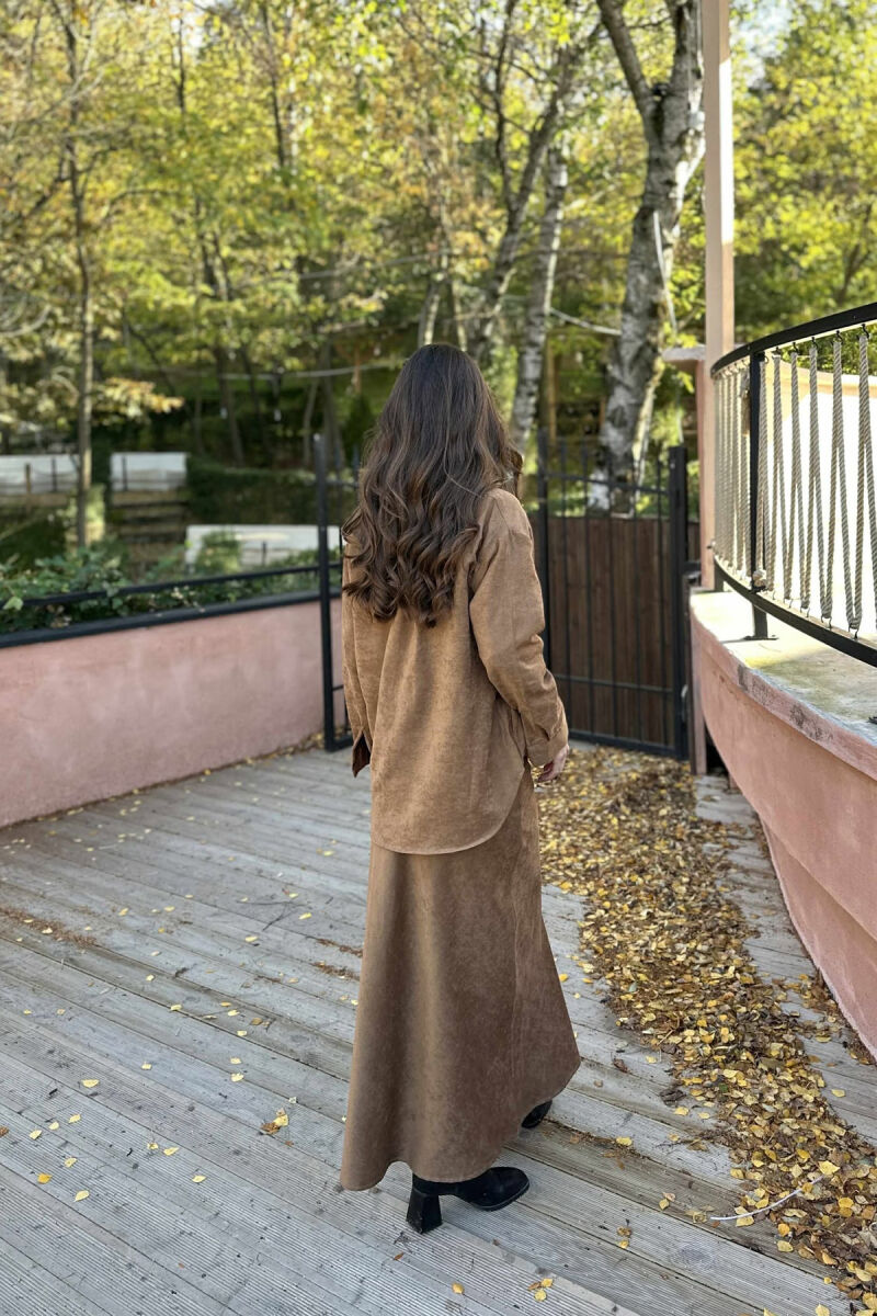 ONE COLOR SHIRT+ SKIRT WOMEN SET BROWN/KAFE - 4