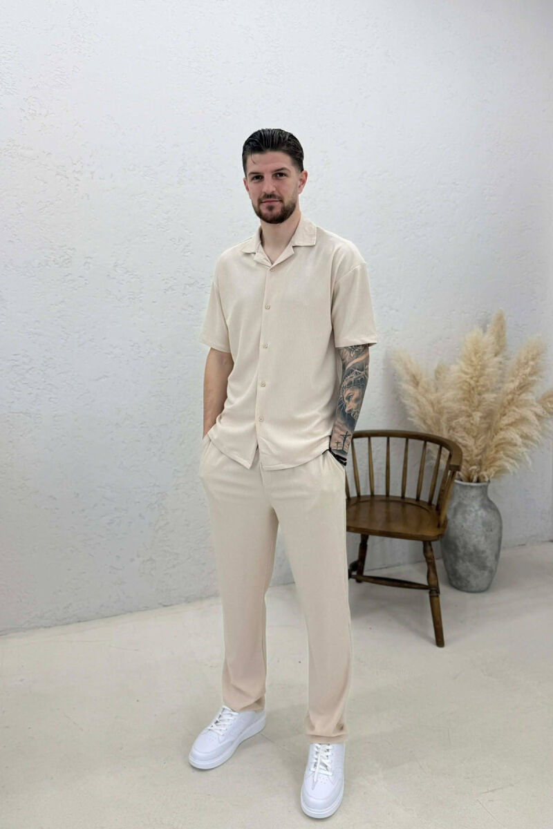 ONE COLOR SHIRT + TROUSERS SWEATSUIT SETS BEIGE/BEZHE - 1