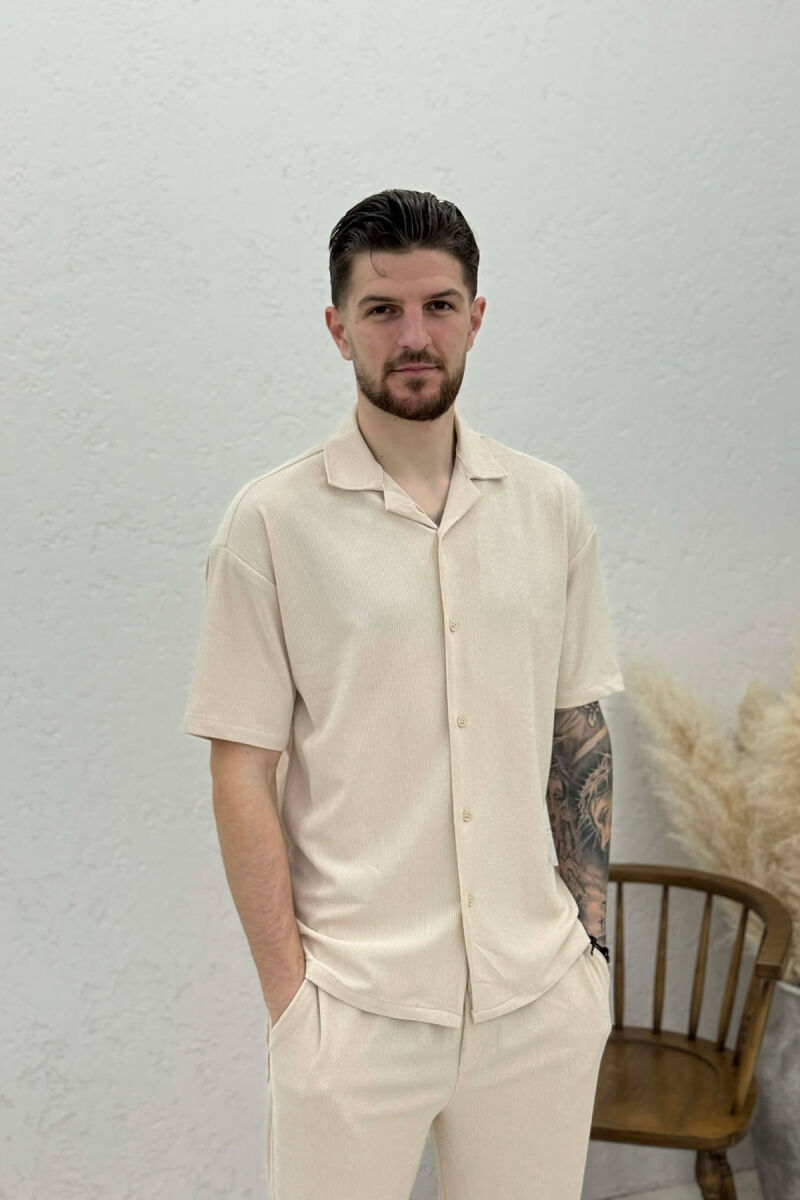 ONE COLOR SHIRT + TROUSERS SWEATSUIT SETS BEIGE/BEZHE - 2